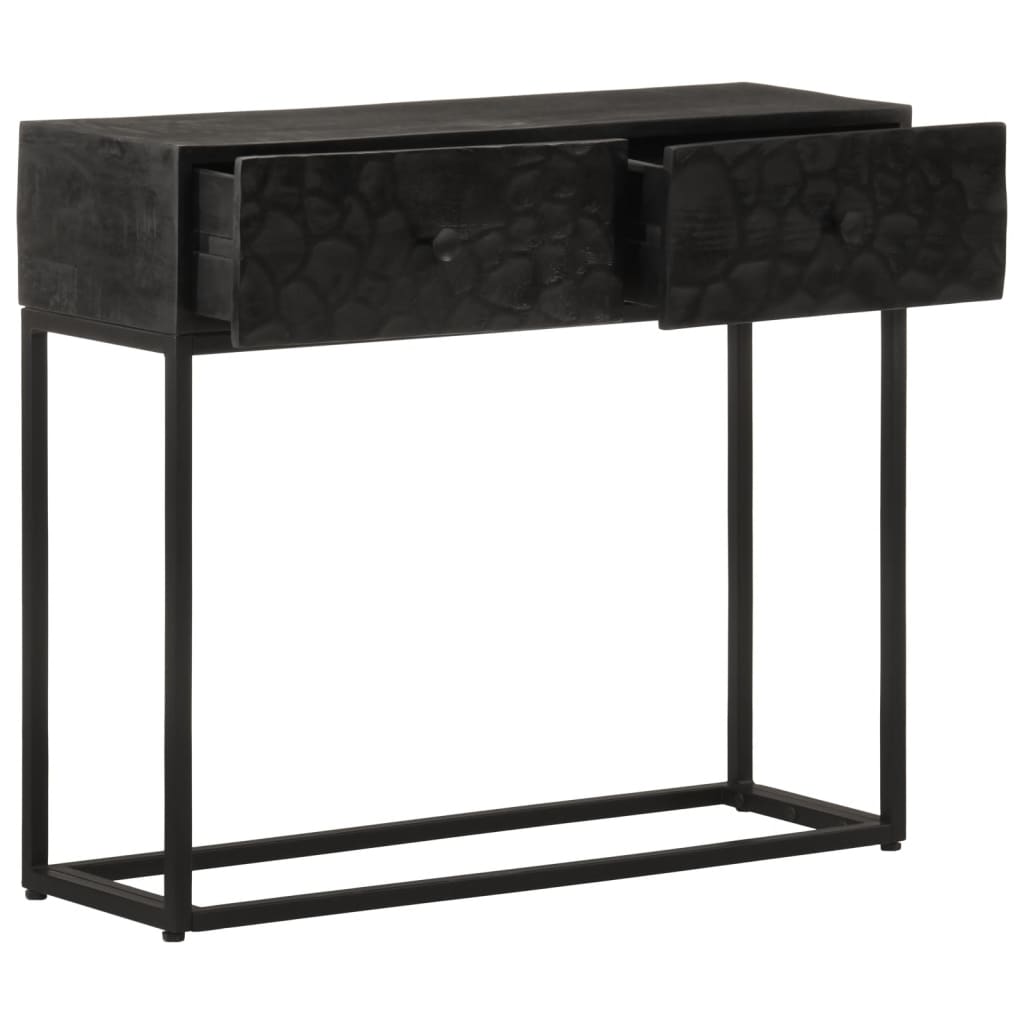vidaXL Table console Noir 90x30x76 cm Bois de manguier massif et fer