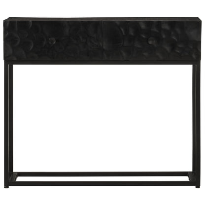 vidaXL Table console Noir 90x30x76 cm Bois de manguier massif et fer