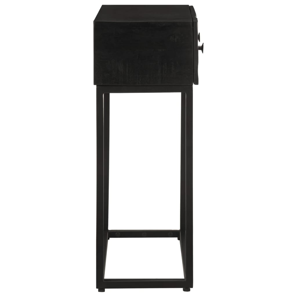 vidaXL Table console Noir 90x30x76 cm Bois de manguier massif et fer