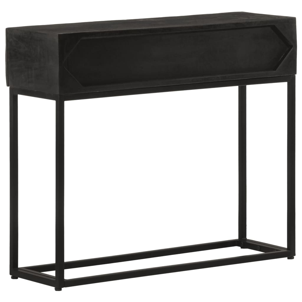 vidaXL Table console Noir 90x30x76 cm Bois de manguier massif et fer