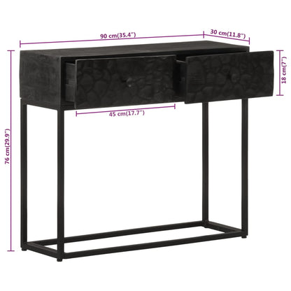 vidaXL Table console Noir 90x30x76 cm Bois de manguier massif et fer