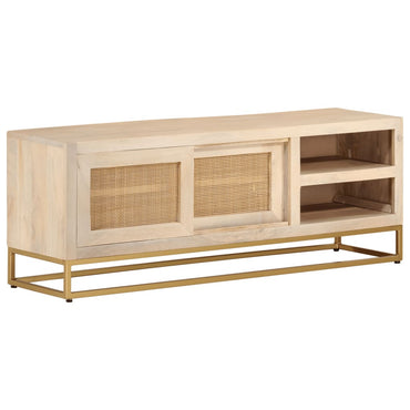 vidaXL Meuble TV 110x30x40 cm Bois de manguier massif et fer