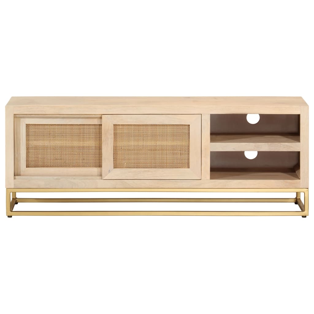 vidaXL Meuble TV 110x30x40 cm Bois de manguier massif et fer