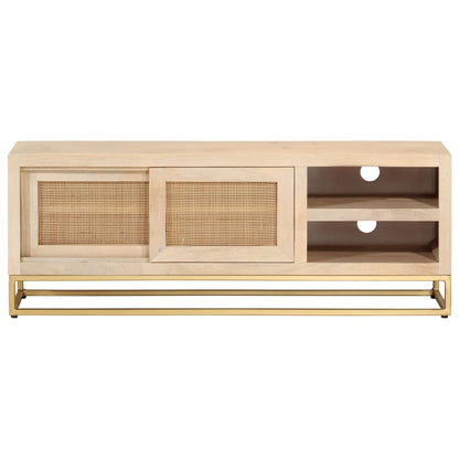 vidaXL Meuble TV 110x30x40 cm Bois de manguier massif et fer