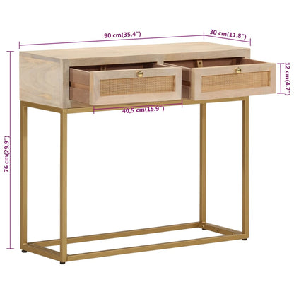 vidaXL Konsolentisch 90x30x76 cm Massivholz Mango und Eisen