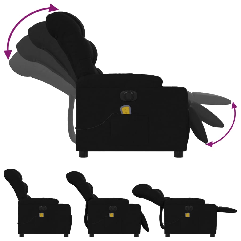 vidaXL Fauteuil de massage électrique Noir Tissu