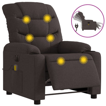 vidaXL Massagesessel Elektrisch Dunkelbraun Stoff