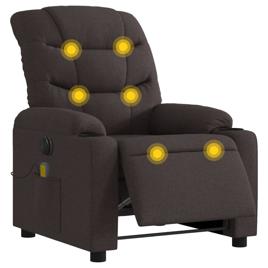vidaXL Massagesessel Elektrisch Dunkelbraun Stoff