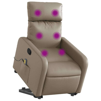 vidaXL Massagesessel mit Aufstehhilfe Cappuccino-Braun Kunstleder