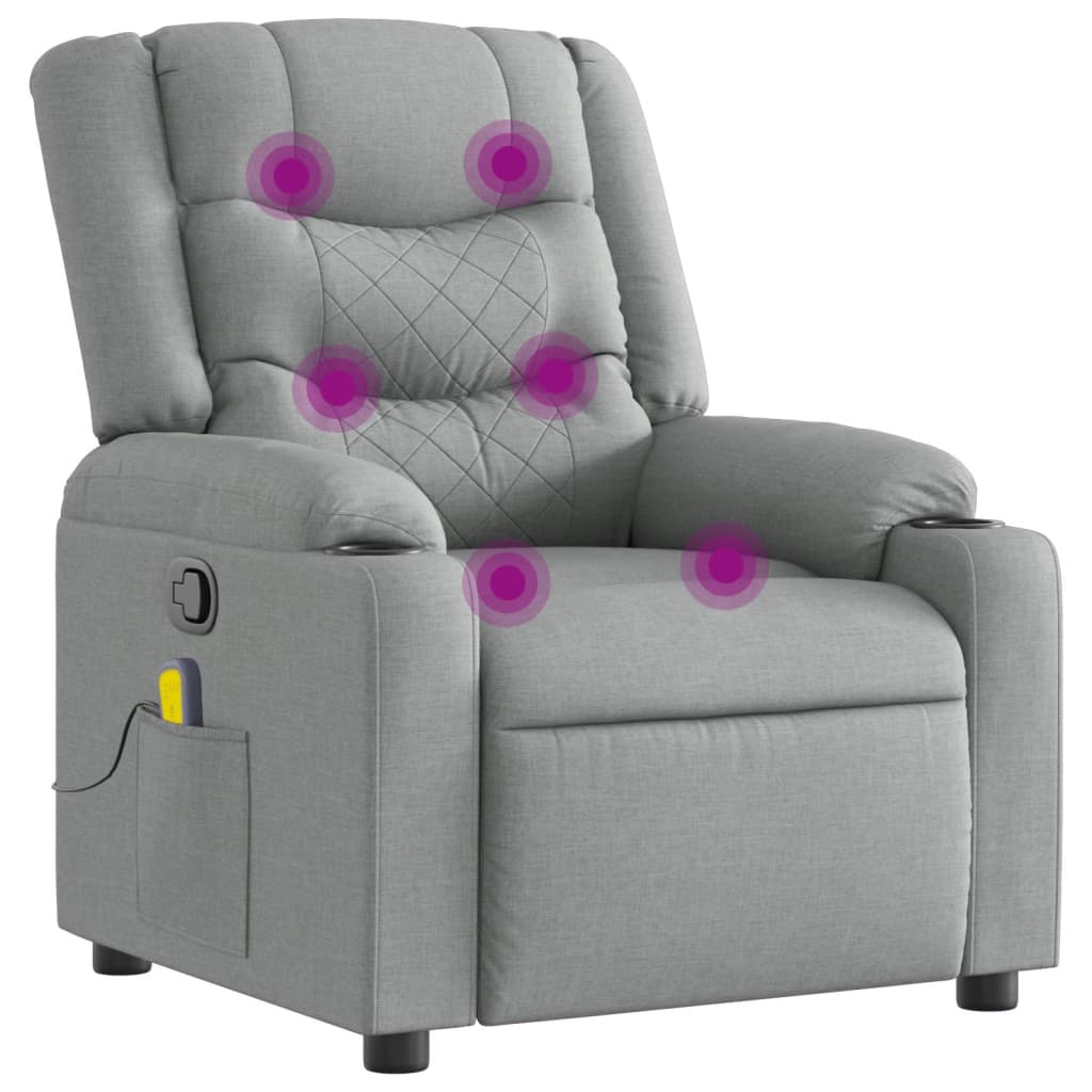 vidaXL Massage-Relaxsessel Hellgrau Stoff