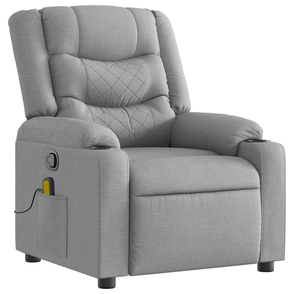 vidaXL Massage-Relaxsessel Hellgrau Stoff
