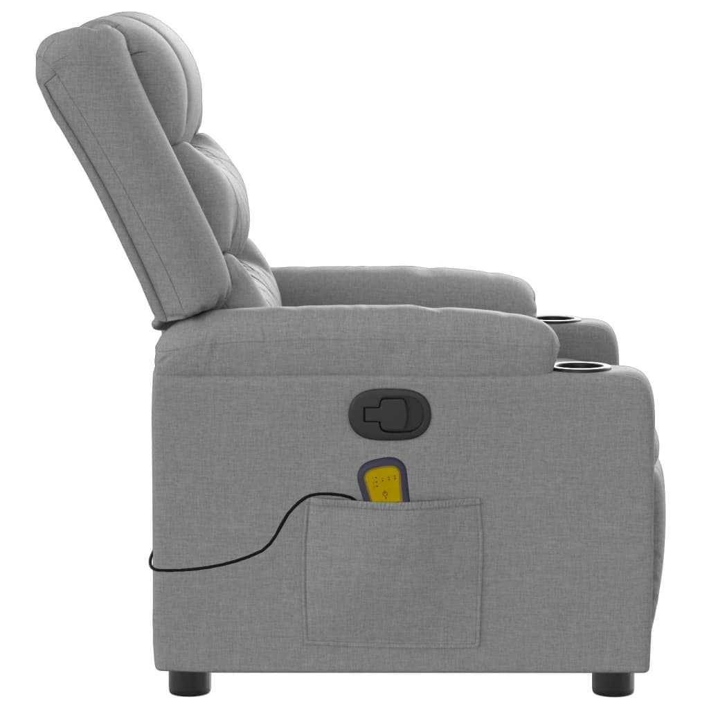 vidaXL Massage-Relaxsessel Hellgrau Stoff