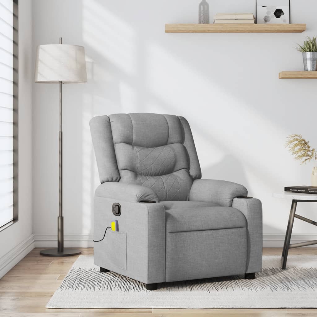 vidaXL Massage-Relaxsessel Hellgrau Stoff