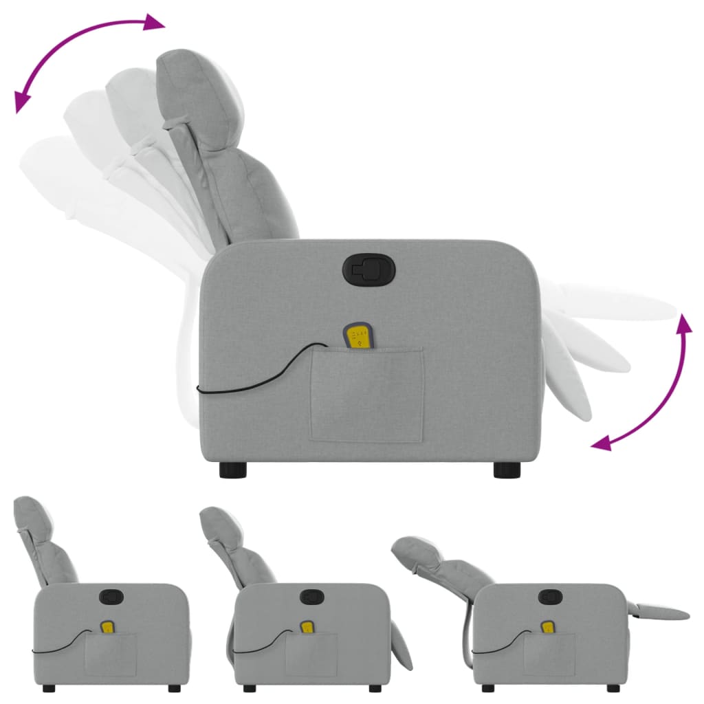 vidaXL Massage-Relaxsessel Hellgrau Stoff