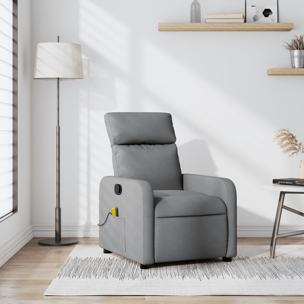 vidaXL Massage-Relaxsessel Hellgrau Stoff