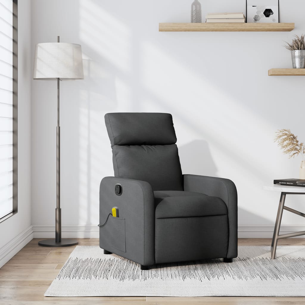 vidaXL Massage-Relaxsessel, Stoff, Dunkelgrau