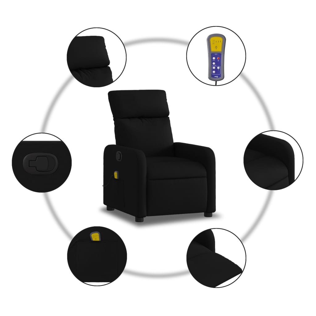 vidaXL Massage-Relaxsessel, Stoff, Schwarz