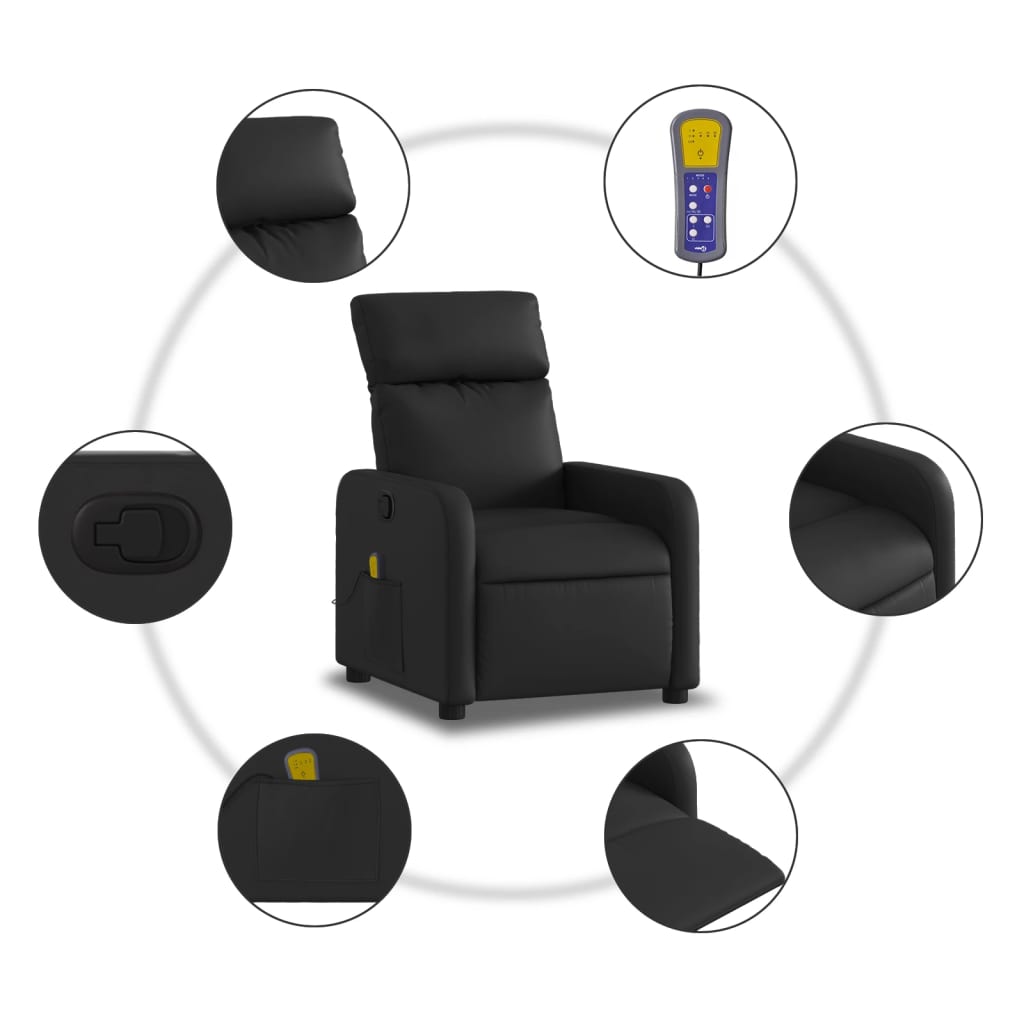 vidaXL Massage-Relaxsessel Schwarz Kunstleder