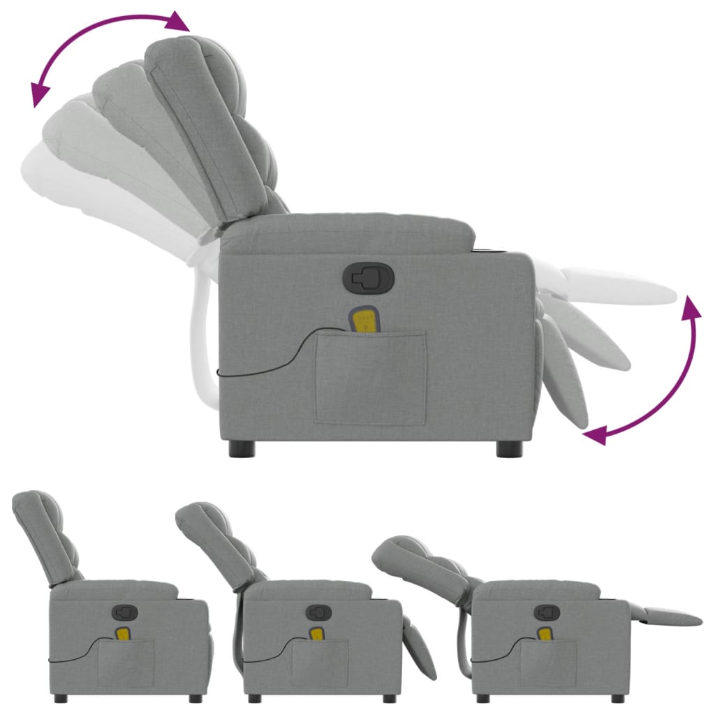 vidaXL Massage-Relaxsessel Hellgrau Stoff
