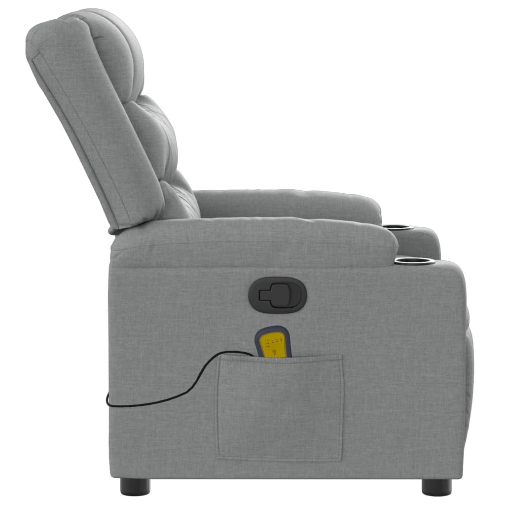 vidaXL Massage-Relaxsessel Hellgrau Stoff