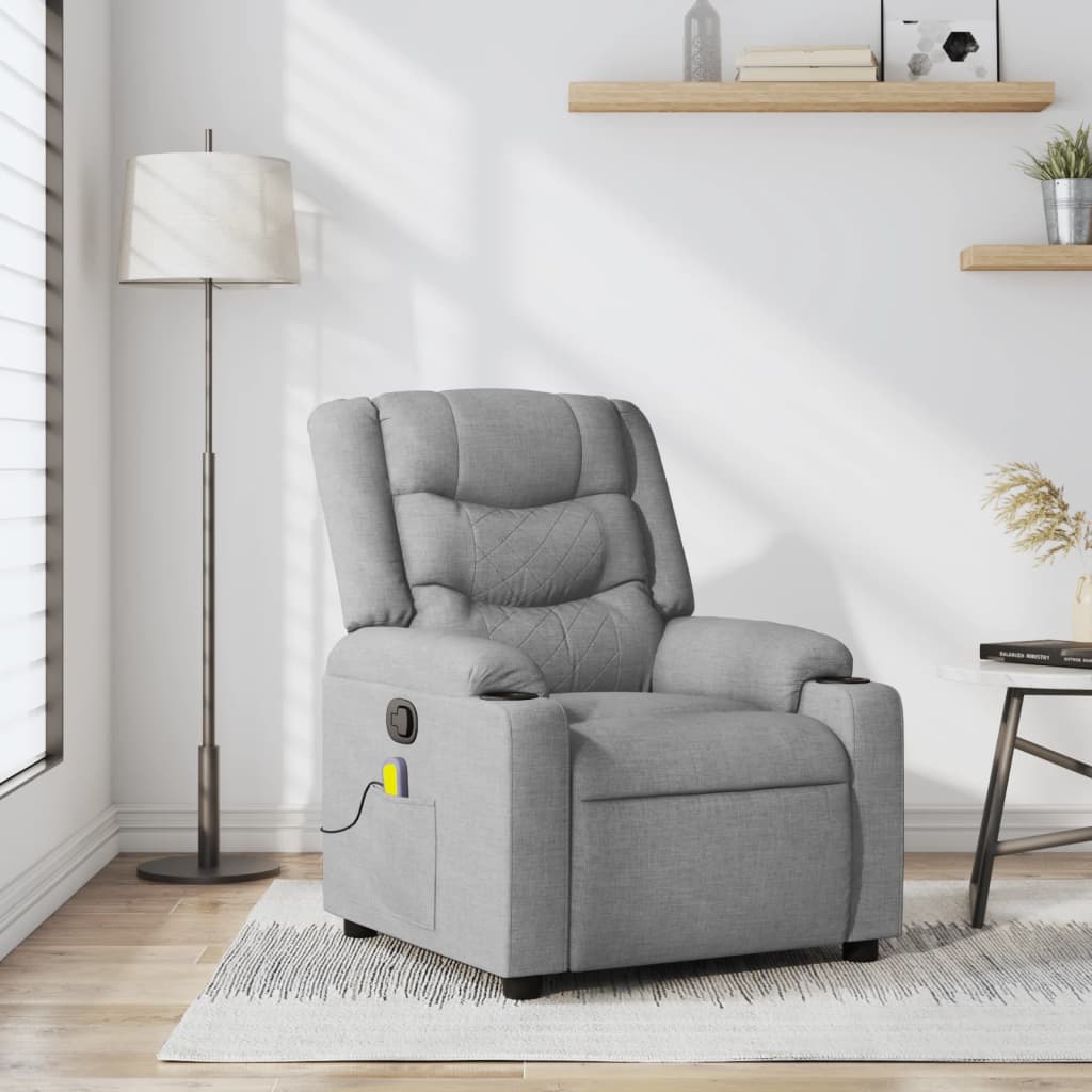 vidaXL Massage-Relaxsessel Hellgrau Stoff