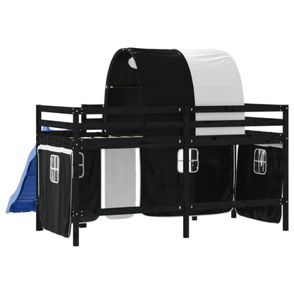 vidaXL Kinderhochbett mit Tunnel Weiß & Schwarz 80x200 cm Kiefernholz