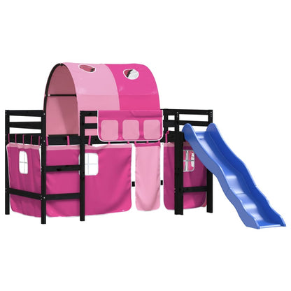 vidaXL Kinderhochbett mit Tunnel Rosa 80x200 cm Massivholz Kiefer