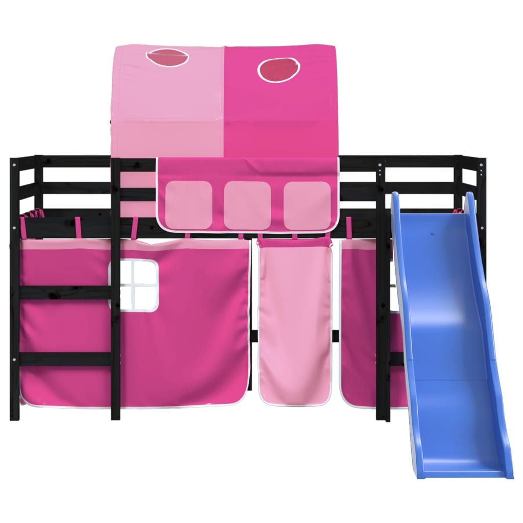 vidaXL Kinderhochbett mit Tunnel Rosa 80x200 cm Massivholz Kiefer