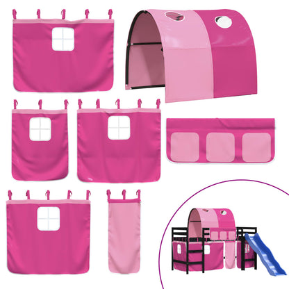 vidaXL Kinderhochbett mit Tunnel Rosa 80x200 cm Massivholz Kiefer