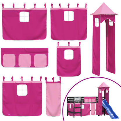 vidaXL Kinderhochbett mit Turm Rosa 80x200 cm Massivholz Kiefer