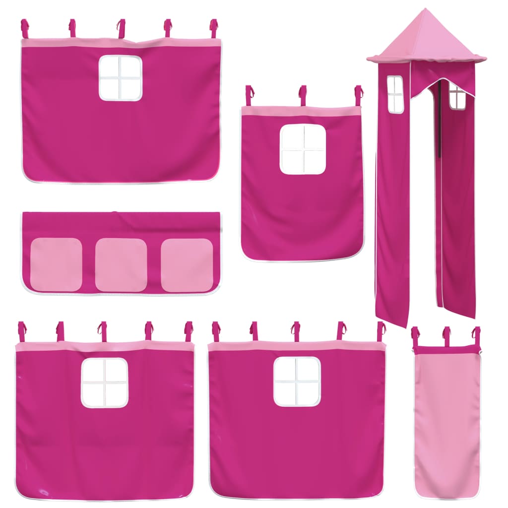 vidaXL Kinderhochbett mit Turm Rosa 80x200 cm Massivholz Kiefer