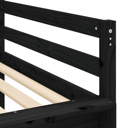 vidaXL Kinderhochbett mit Turm Weiß & Schwarz 80x200 cm Kiefernholz