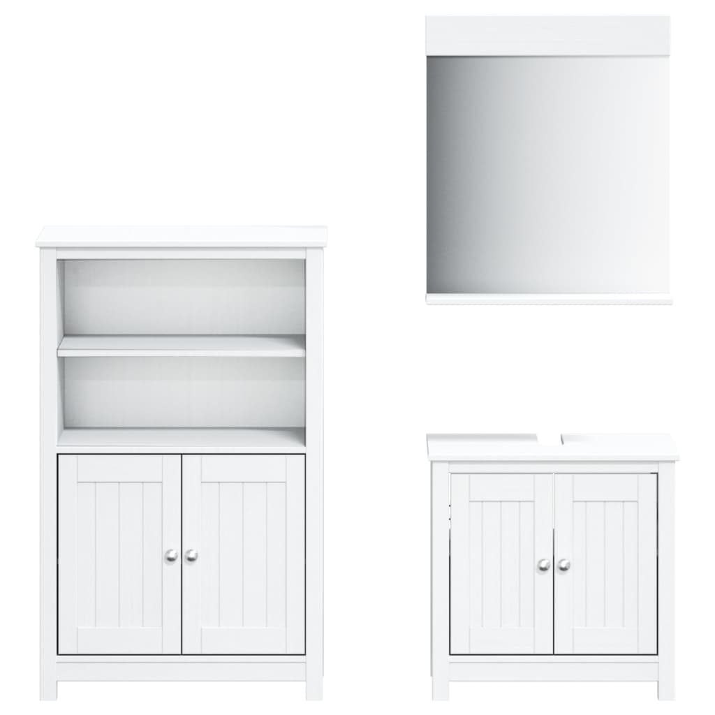 vidaXL Ensemble de meubles de salle de bain 3 pcs BERG bois de pin massif blanc