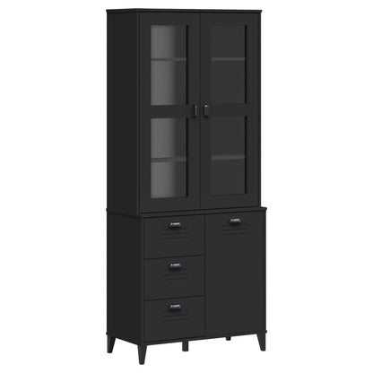 vidaXL Highboard VIKEN Schwarz 80x40x190 cm Massivholz Kiefer