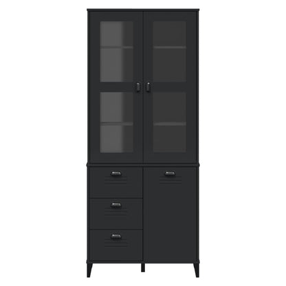 vidaXL Highboard VIKEN Schwarz 80x40x190 cm Massivholz Kiefer
