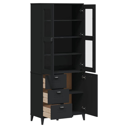 vidaXL Highboard VIKEN Schwarz 80x40x190 cm Massivholz Kiefer