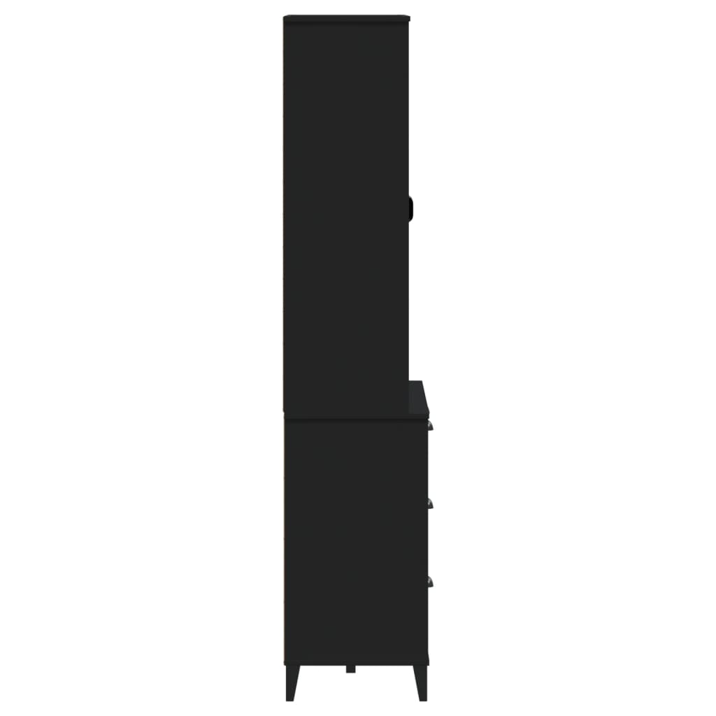 vidaXL Highboard VIKEN Schwarz 80x40x190 cm Massivholz Kiefer