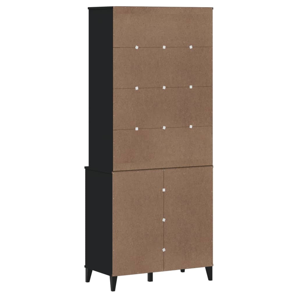 vidaXL Highboard VIKEN Schwarz 80x40x190 cm Massivholz Kiefer