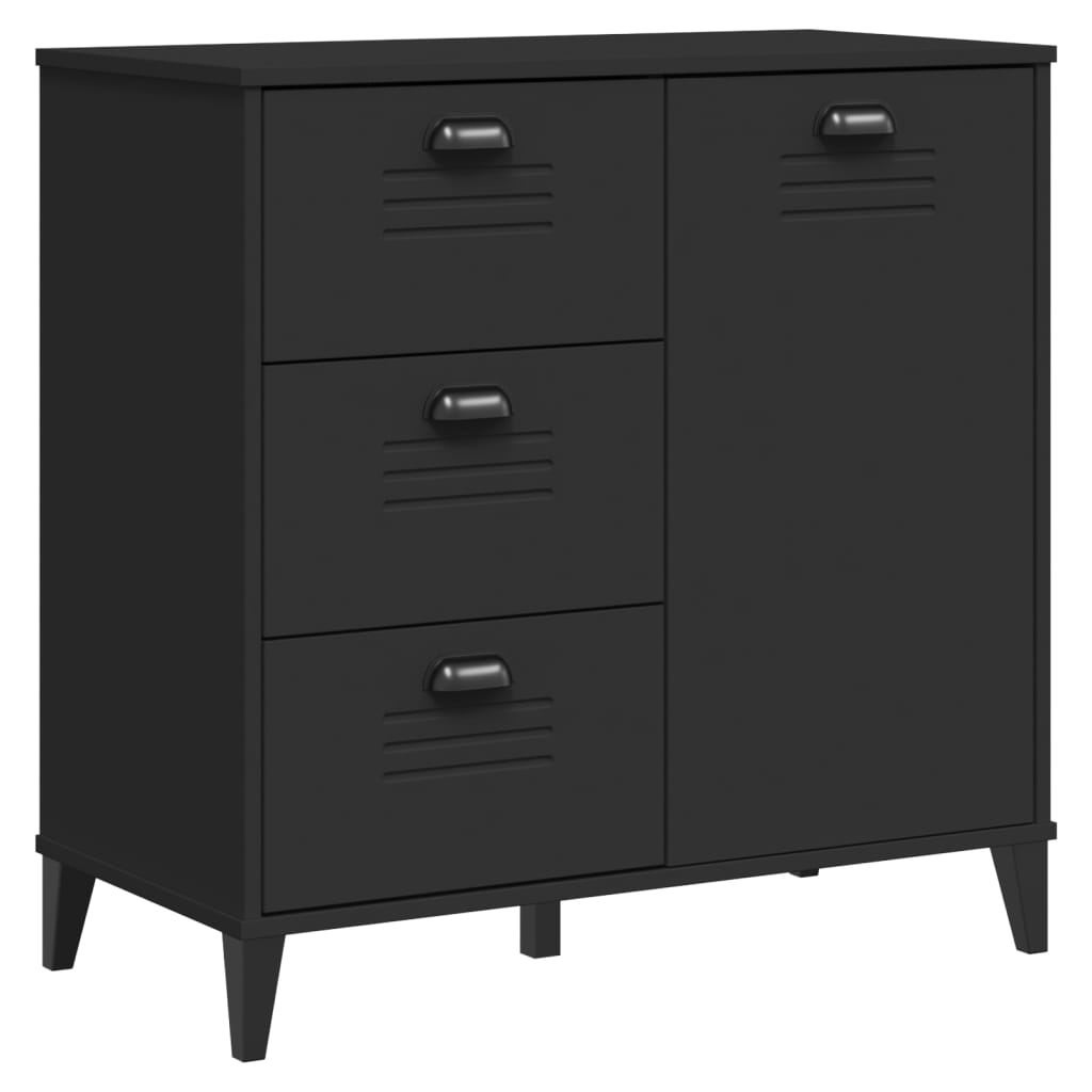 vidaXL Highboard VIKEN Schwarz 80x40x190 cm Massivholz Kiefer