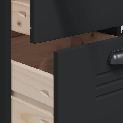 vidaXL Highboard VIKEN Schwarz 80x40x190 cm Massivholz Kiefer