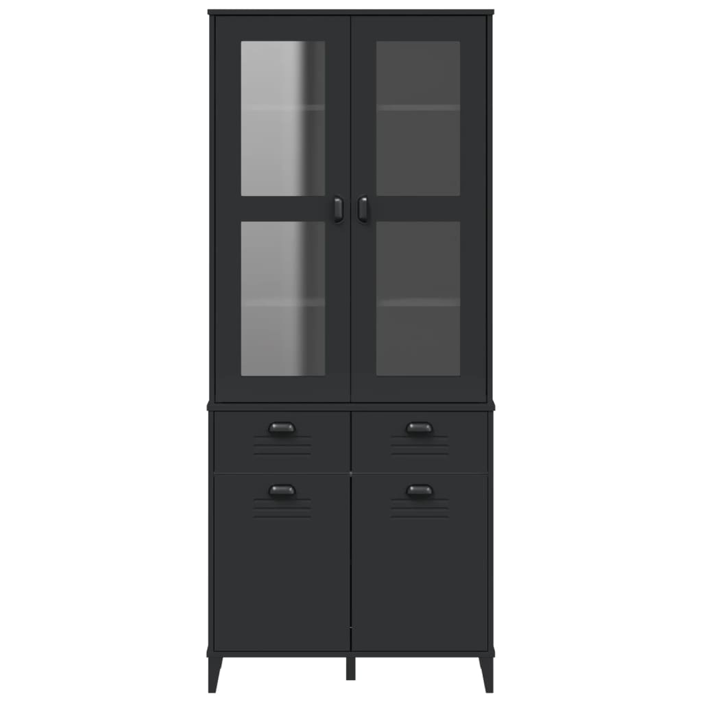 vidaXL Highboard VIKEN Schwarz 80x40x190 cm Massivholz Kiefer