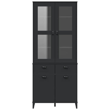 vidaXL Highboard VIKEN Schwarz 80x40x190 cm Massivholz Kiefer