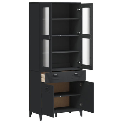 vidaXL Highboard VIKEN Schwarz 80x40x190 cm Massivholz Kiefer