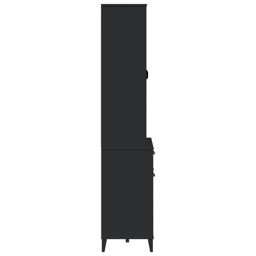 vidaXL Highboard VIKEN Schwarz 80x40x190 cm Massivholz Kiefer