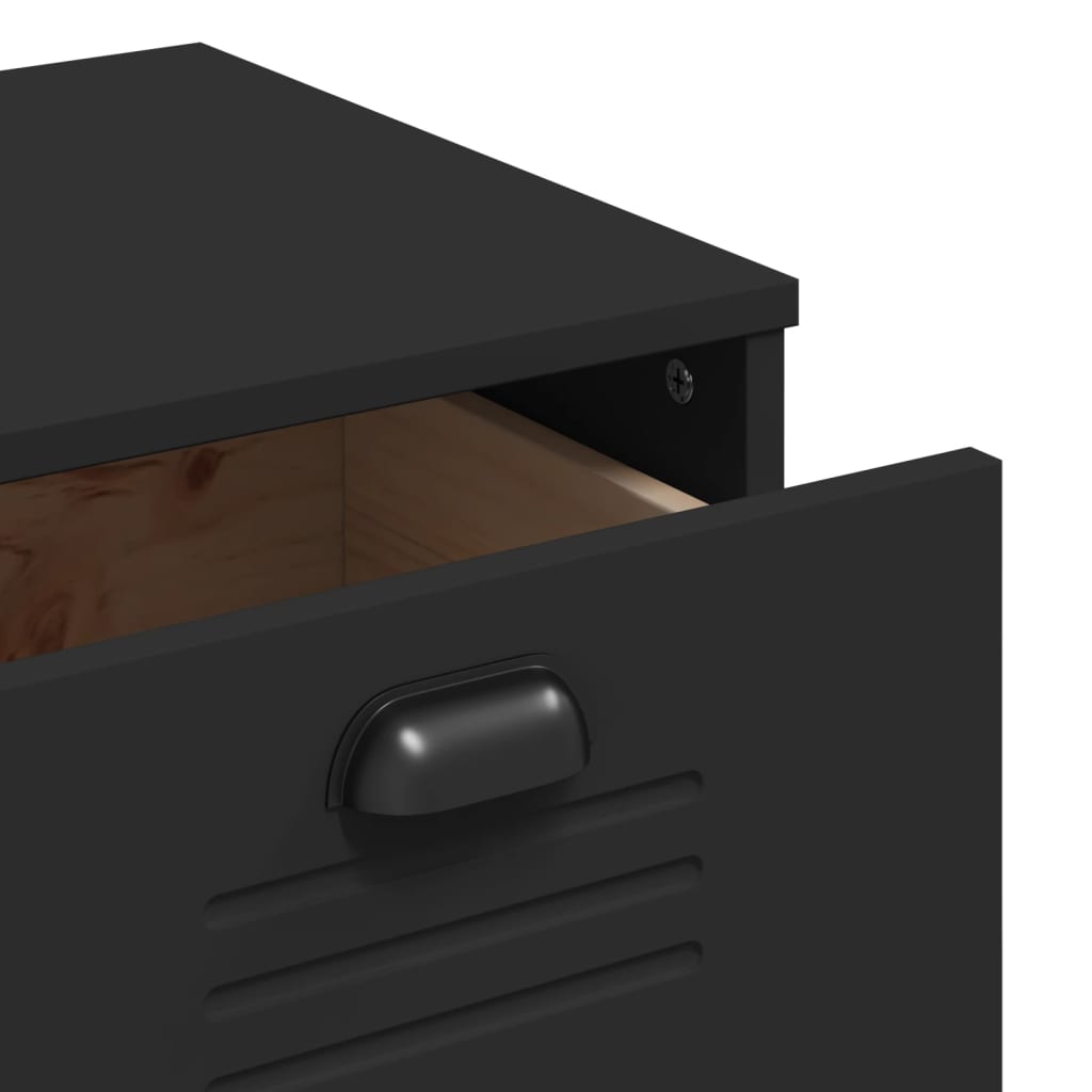 vidaXL Highboard VIKEN Schwarz 80x40x190 cm Massivholz Kiefer