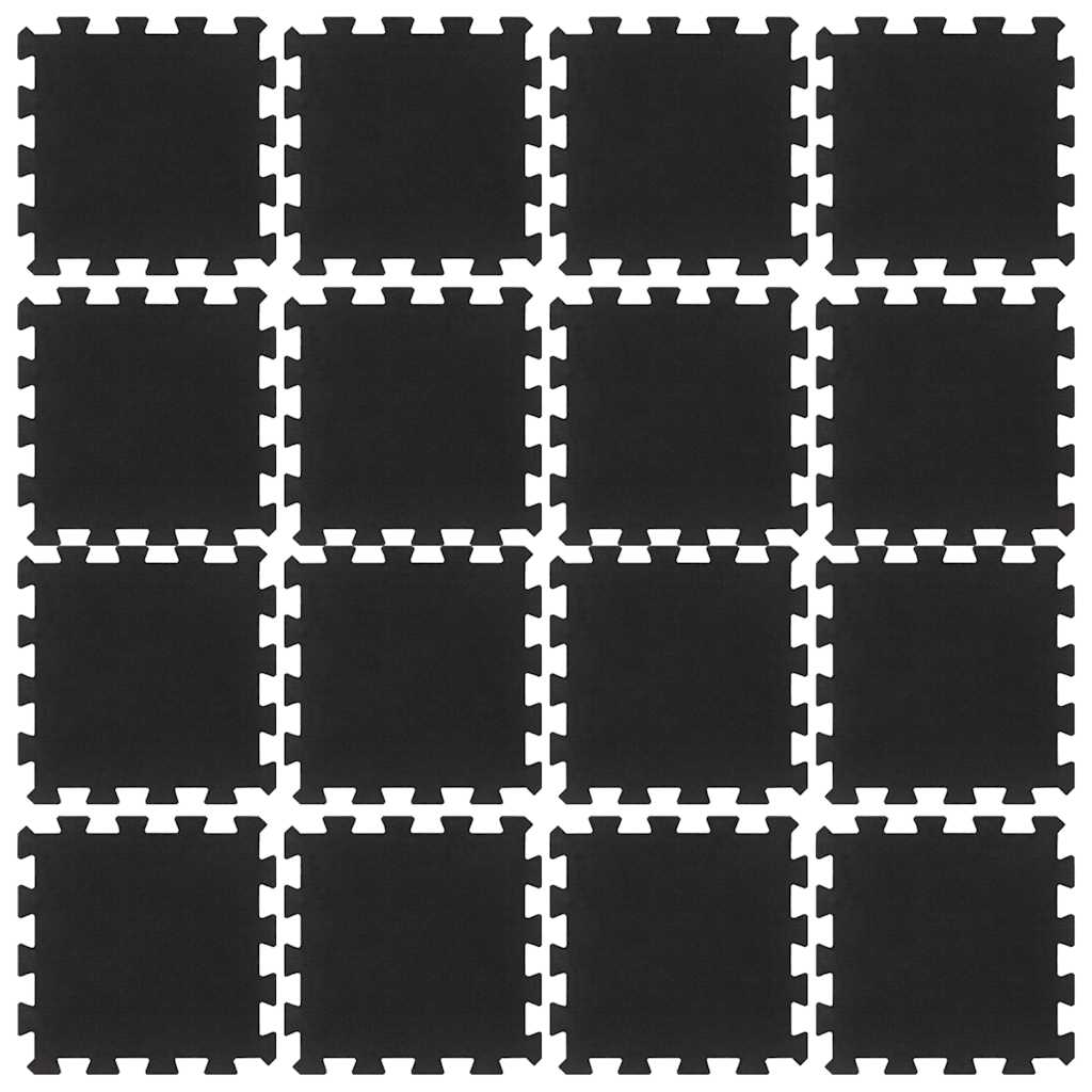 Bodenfliesen aus Gummi 16 Stk. Schwarz 16 mm 30x30 cm