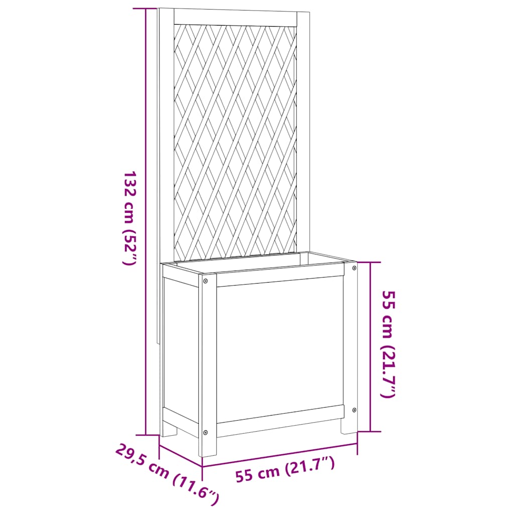 vidaXL Pflanzkübel mit Rankgitter 55x29,5x132 cm Massivholz Akazie
