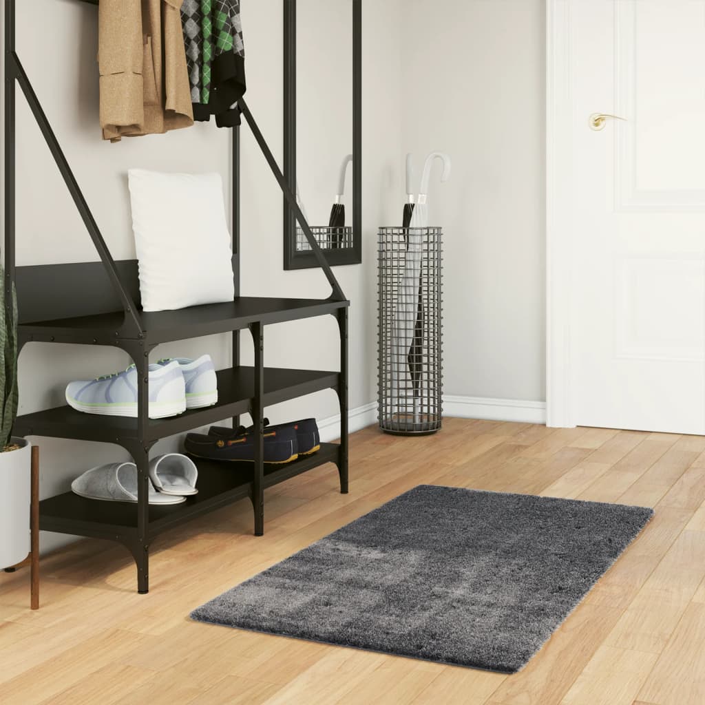 vidaXL Tapis HUARTE à poils courts doux et lavable anthracite 60x110 cm