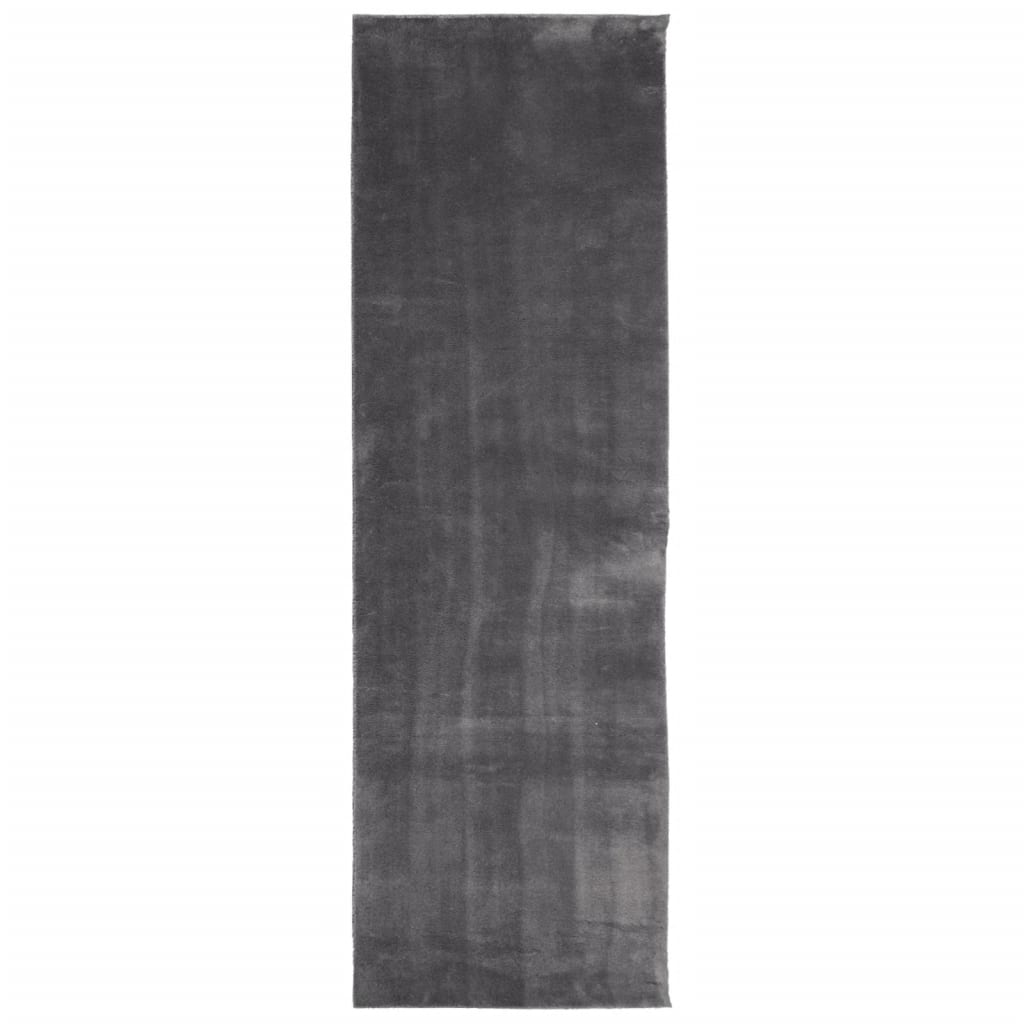 vidaXL Tapis HUARTE à poils courts, doux et lavable, anthracite 80x250 cm