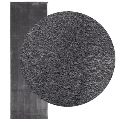 vidaXL Tapis HUARTE à poils courts, doux et lavable, anthracite 80x250 cm